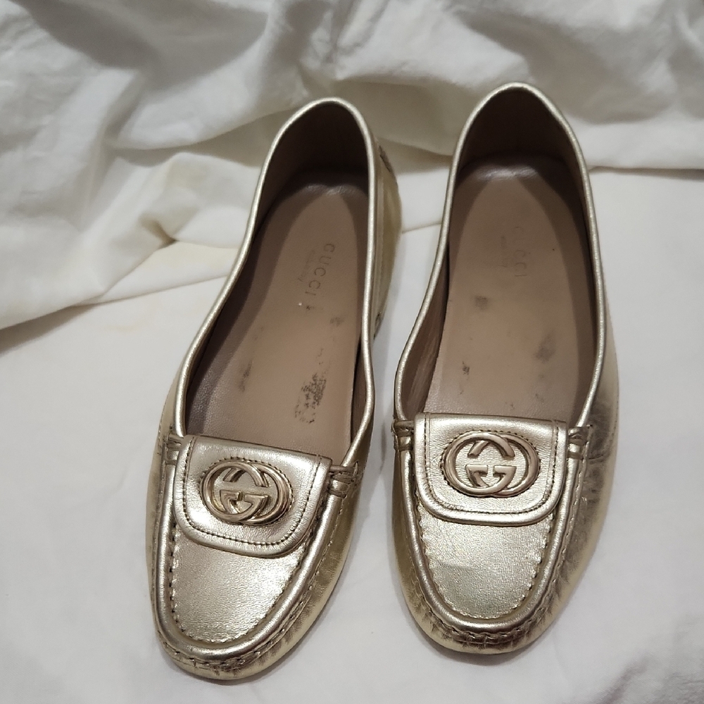 Gucci Gold Loafers
